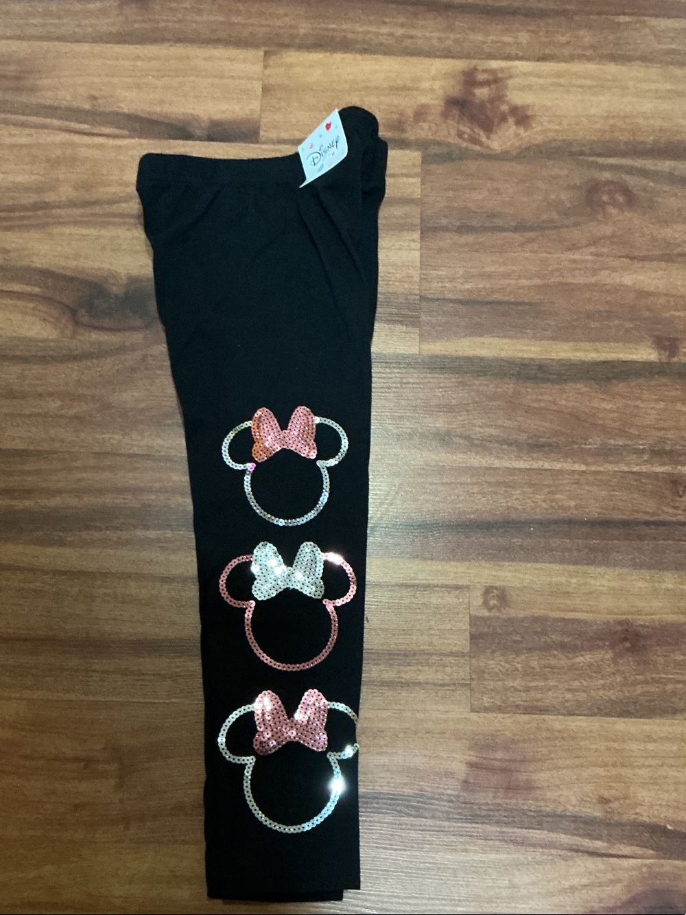 Girls Black Leggings with Sequin Minnie Bow Accents nwt sz 6 fashion